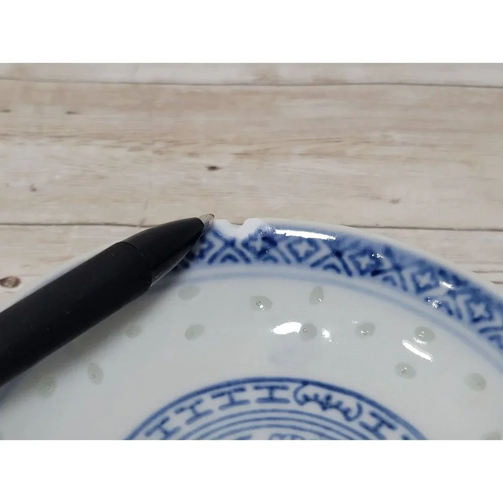 x3 Chinese Rice Grain Small‎ Bowls, Soya Sauce Bowls, Blue and White China